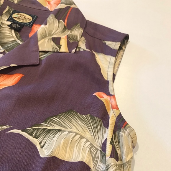 TOMMY BAHAMA Purple Tropical Sleeveless Buttondown - Picture 3 of 7